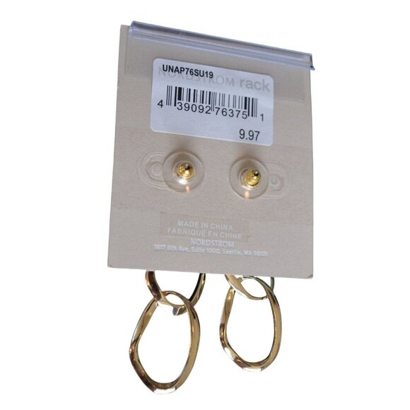 14th & Union Gold & Silver Tone Mixed Metal Linked Drop Earrings Nickel Free - Picture 4 of 5
